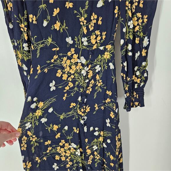 Reformation Navy Floral Bernadette High Neck Midi Dress 0 - Picture 3 of 9